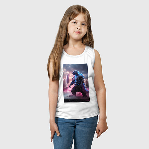 Детская майка Годзилла посреди мегаполиса / Белый – фото 3