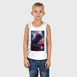 Майка детская хлопок Годзилла посреди мегаполиса, цвет: белый — фото 2