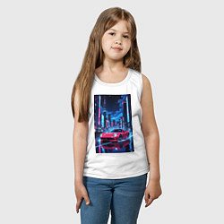 Майка детская хлопок Вишневый спорткар по мокрой дороге, цвет: белый — фото 2