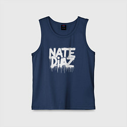 Майка детская хлопок Граффити логотип Нейт Диас, цвет: тёмно-синий