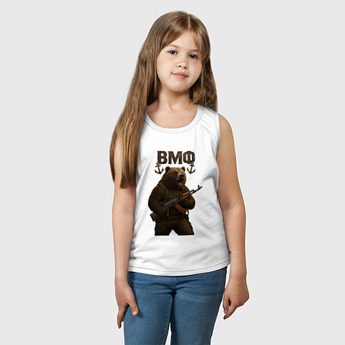 Детская майка ВМФ медведь с автоматом / Белый – фото 3