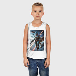 Майка детская хлопок Девушка-мандалорец в космосе, цвет: белый — фото 2