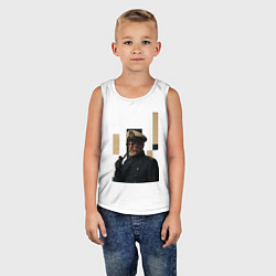 Майка детская хлопок Мужчина капитан с трубкой поп-арт ретро 1970-е, цвет: белый — фото 2