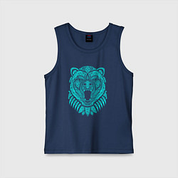 Майка детская хлопок Медведь в этническом стиле, цвет: тёмно-синий