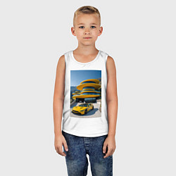 Майка детская хлопок Желтый суперкар у дома, цвет: белый — фото 2