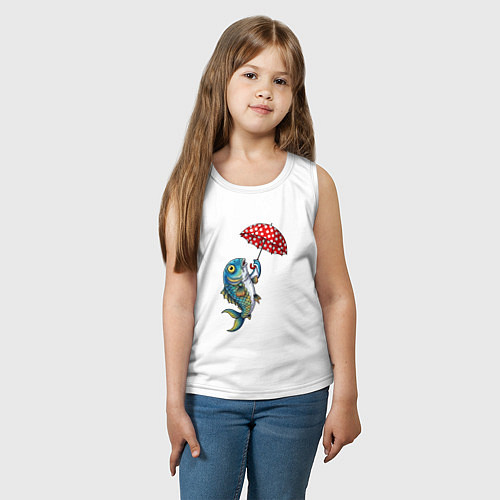 Детская майка Карп на зонтике / Белый – фото 3