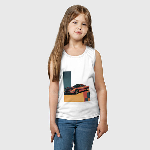Детская майка Ретрофутуризм спорткар поп-арт 1970-е / Белый – фото 3