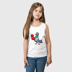 Майка детская хлопок Голубь боксер, цвет: белый — фото 2