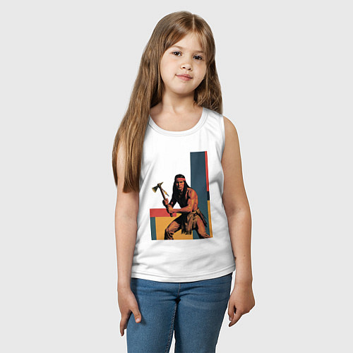 Детская майка Индеец с томагавком поп-арт / Белый – фото 3