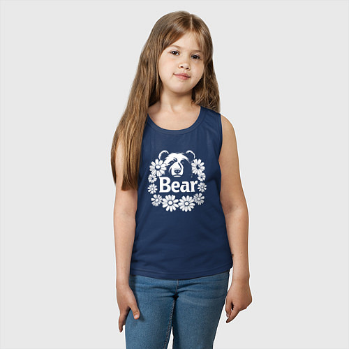 Детская майка Медведь в цветах / Тёмно-синий – фото 3