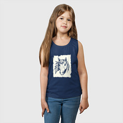 Майка детская хлопок Лошадь на ветру, цвет: тёмно-синий — фото 2