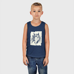 Майка детская хлопок Лошадь на ветру, цвет: тёмно-синий — фото 2