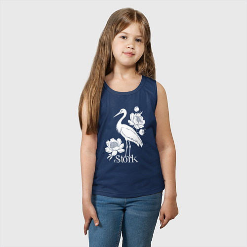 Детская майка Аист с цветами / Тёмно-синий – фото 3