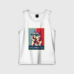Майка детская хлопок Night dogs: поп-арт, цвет: белый