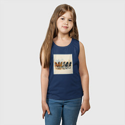 Майка детская хлопок Косяк коней Акварель, цвет: тёмно-синий — фото 2
