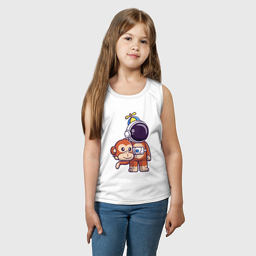 Детская майка Космонавт в костюме обезьяны / Белый – фото 3