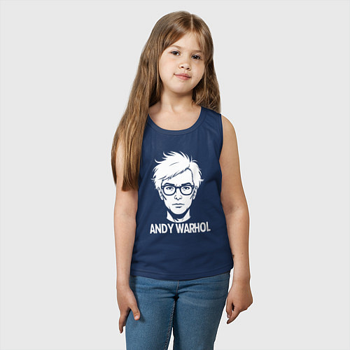 Детская майка Энди Уорхол в аниме стиле / Тёмно-синий – фото 3