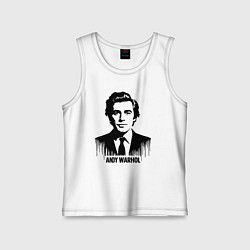 Майка детская хлопок Портрет Энди Уорхола в каплях краски, цвет: белый