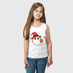 Майка детская хлопок Призрак в красной шляпе, цвет: белый — фото 2