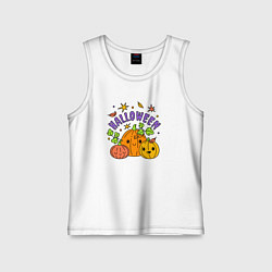 Майка детская хлопок Весёлый хэллоуин, цвет: белый