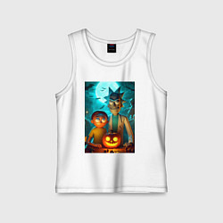 Майка детская хлопок Rick and Morty with pumpkin - halloween night, цвет: белый