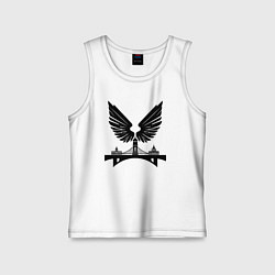 Майка детская хлопок Силуэт Санкт-Петербурга с крыльями, цвет: белый