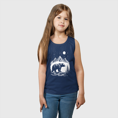 Детская майка Ночная симфония гор и медведя / Тёмно-синий – фото 3