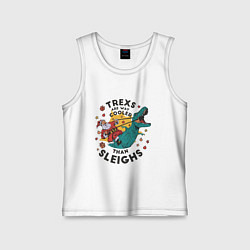 Майка детская хлопок Санта на динозавре, цвет: белый