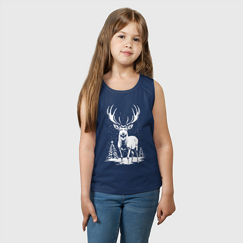 Детская майка Зимний олень / Тёмно-синий – фото 3