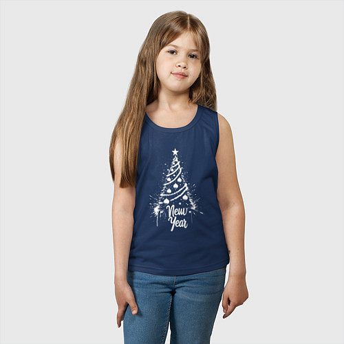 Детская майка Новый год и елка / Тёмно-синий – фото 3
