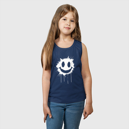 Детская майка Смайл белой краской / Тёмно-синий – фото 3
