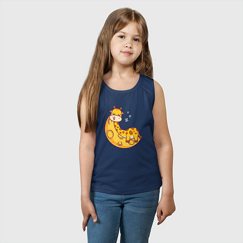 Детская майка Спящий жираф на луне / Тёмно-синий – фото 3