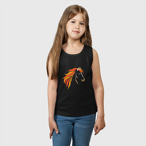 Детская майка Лошадь огненная, символ года / Черный – фото 3