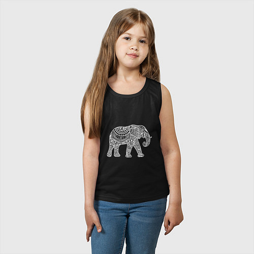 Детская майка Расписной слон / Черный – фото 3