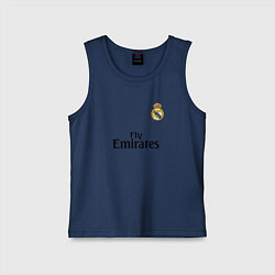 Майка детская хлопок Real Madrid: Fly Emirates, цвет: тёмно-синий
