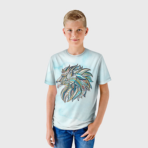 Детская футболка Расписная голова льва / 3D-принт – фото 3