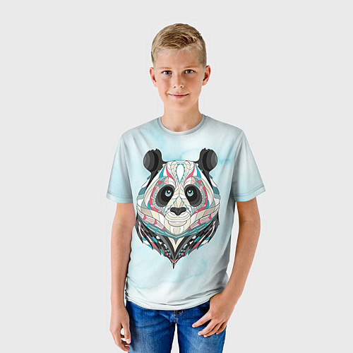Детская футболка Расписная голова панды / 3D-принт – фото 3