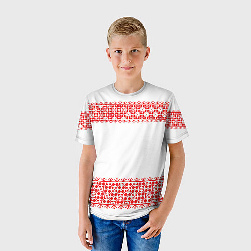 Детская футболка Славянский орнамент (на белом) / 3D-принт – фото 3