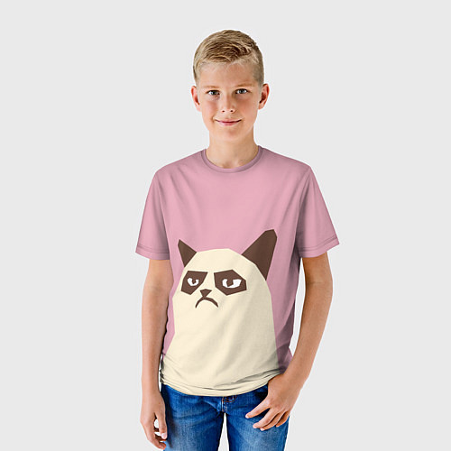Детская футболка Grumpy cat pink / 3D-принт – фото 3