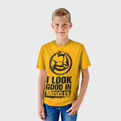 Футболка детская I look good in muscles, цвет: 3D-принт — фото 2