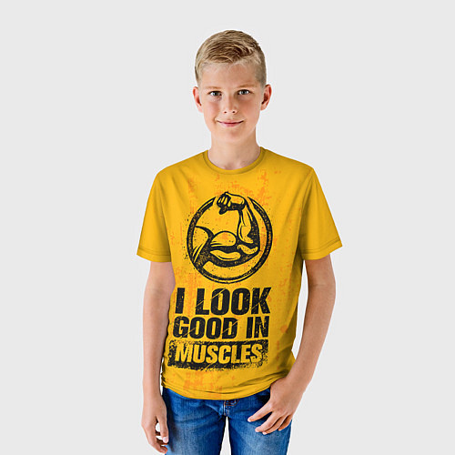 Детская футболка I look good in muscles / 3D-принт – фото 3