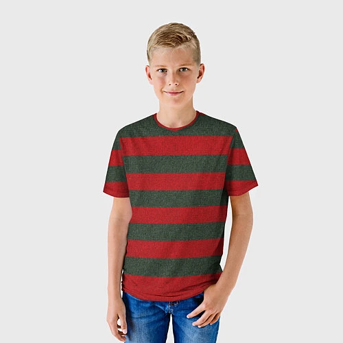 Детская футболка Красно-полосатый / 3D-принт – фото 3