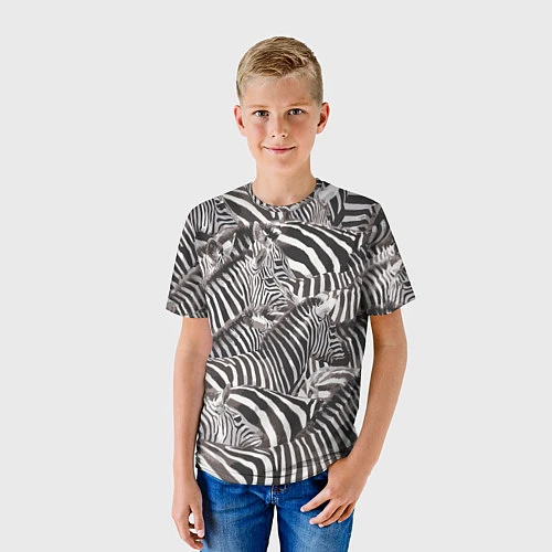 Детская футболка Стая зебр / 3D-принт – фото 3