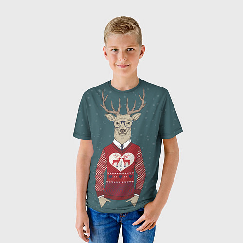 Детская футболка Олень хипстер / 3D-принт – фото 3