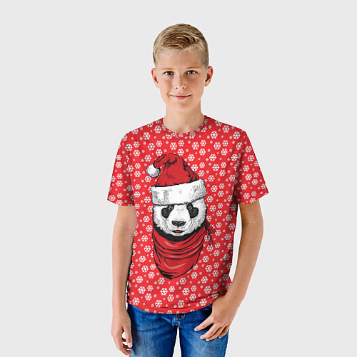 Детская футболка Панда Клаус / 3D-принт – фото 3