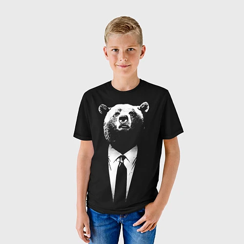 Детская футболка Медведь бизнесмен / 3D-принт – фото 3