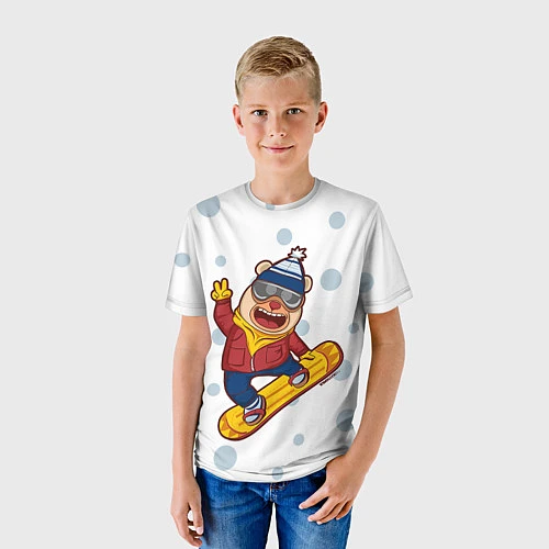 Детская футболка Мишка сноубордист / 3D-принт – фото 3
