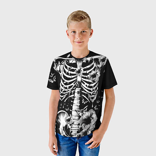 Детская футболка Floral Skeleton / 3D-принт – фото 3