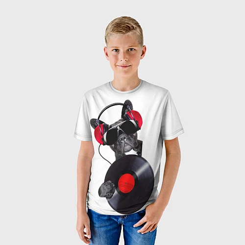 Детская футболка DJ бульдог / 3D-принт – фото 3