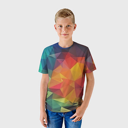 Детская футболка Цветные полигоны / 3D-принт – фото 3